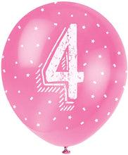 12'' Pearlised Latex Assorted Number 4 Birthday Balloons