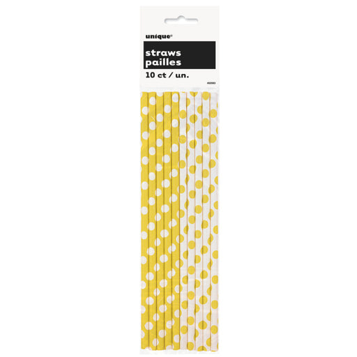 Yellow Dots Paper Straws 10pk
