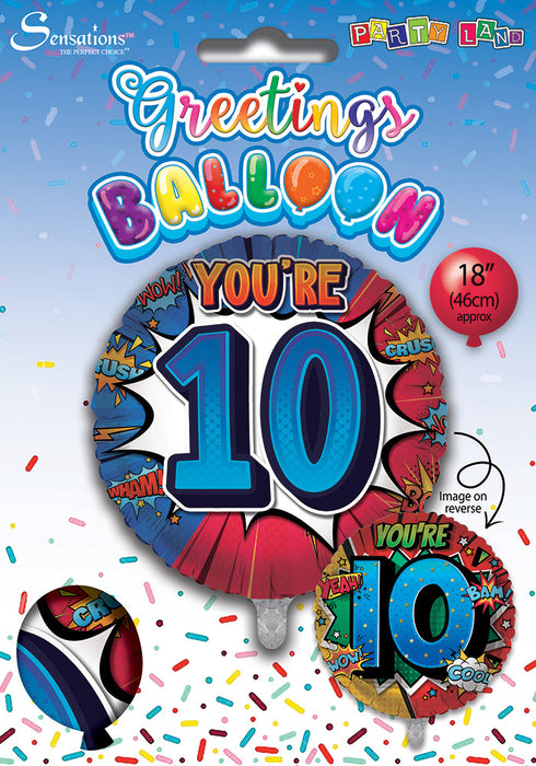 Hero Burst 10th Birthday 18 Inch Foil Balloon