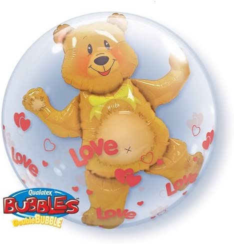 24'' Double Bubble Love Hearts & Bear