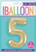 Champagne Gold Number 5 Shaped Foil Balloon 34'', Packaged