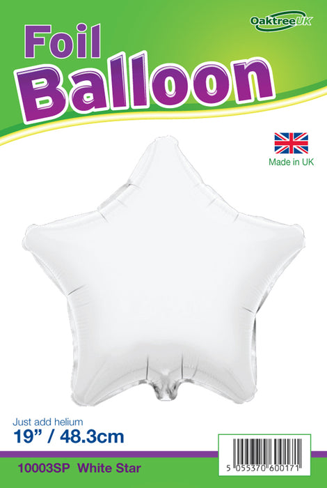 19'' Packaged Star White Foil Balloon