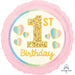 18'' 1st Birthday Girl Pink & Gold Foil