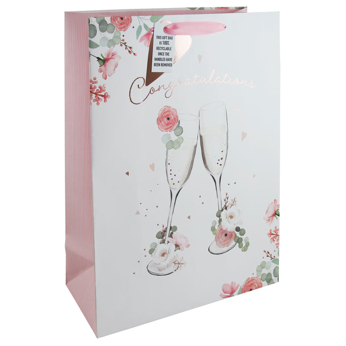 Congratulations Champagne Flutes Large Gift Bag