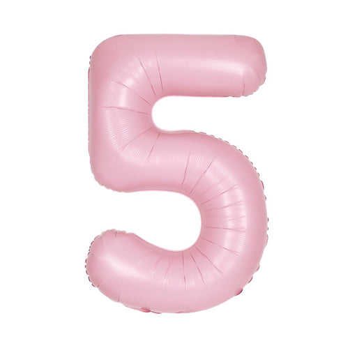 Matte Lovely Pink Number 5 Shaped Foil Balloon 34''