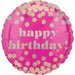 Metallic Dots Pink Happy Birthday Balloon