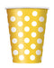 Sunflower Yellow Polka Dot Paper Party Cups 6pk