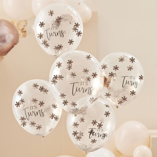 It's Twins Floral Confetti Latex Balloons 5pk