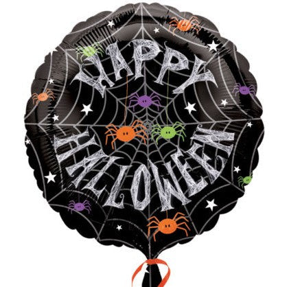 Spiders In The Web Happy Halloween 18'' Mylar Balloon