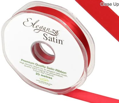 Red Double Faced Satin Ribbon 15Mm X 20M