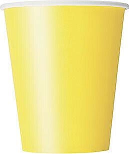 Soft Yellow Paper Party Cups 8pk