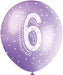 12'' Pearlised Latex Assorted Number 6 Birthday Balloons