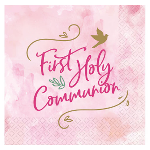 First Holy Communion Pink Napkins 16pk