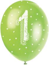 12'' Pearlised Latex Assorted Number 1 Birthday Balloons