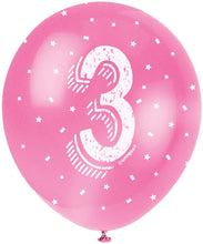 12'' Pearlised Latex Assorted Number 3 Birthday Balloons