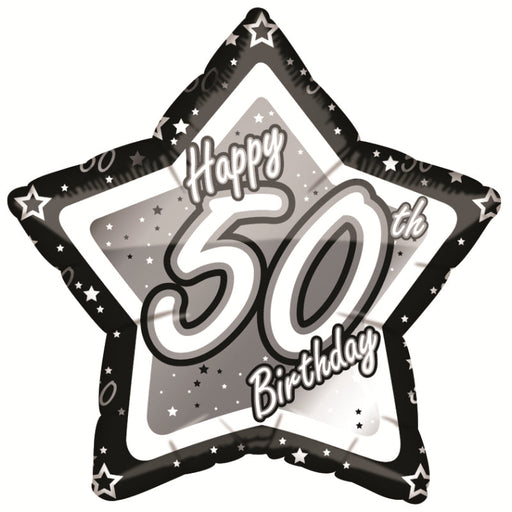 18'' Foil Black Star Happy 50th Birthday