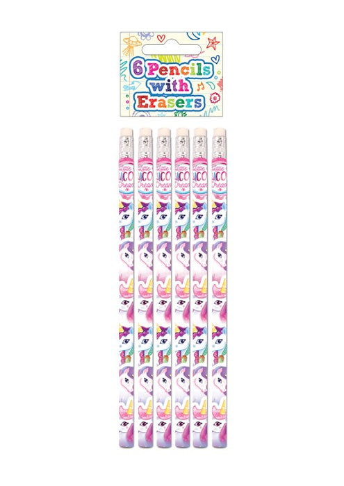 Unicorn Pencils with Erasers (6 pieces)