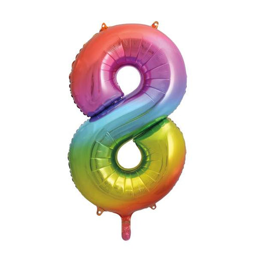 Rainbow Number 8 Shaped Foil Balloon 34'',