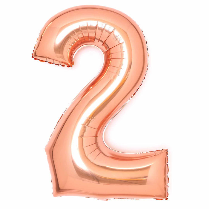 Rose Gold Number 2 Foil Balloons 34"