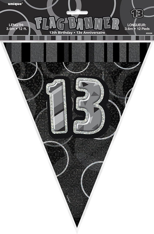 13th Black Glitz Flag Banner 2.74m