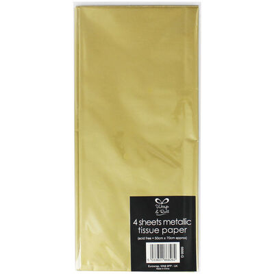 Metallic Gold Tissue Paper 4 Sheets Per Pack