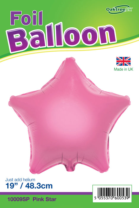 19'' Packaged Star Pink Foil Balloon