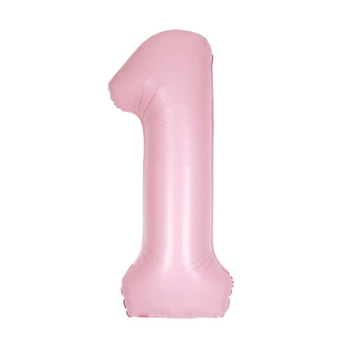 Matte Lovely Pink Number 1 Shaped Foil Balloon 34''