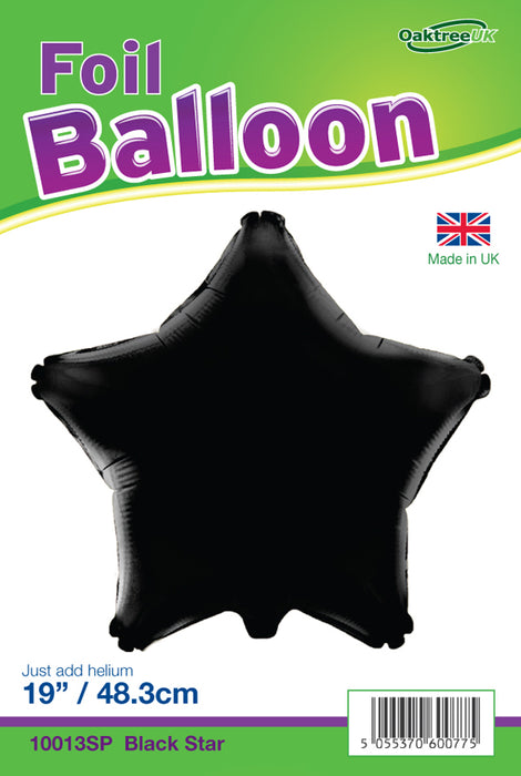 19'' Packaged Black Star Foil Balloon