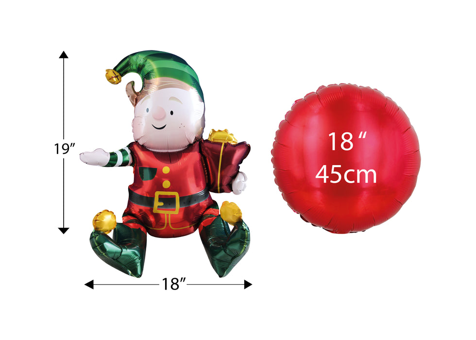 Elf Sitting Foil Balloon 47 X 48Cm