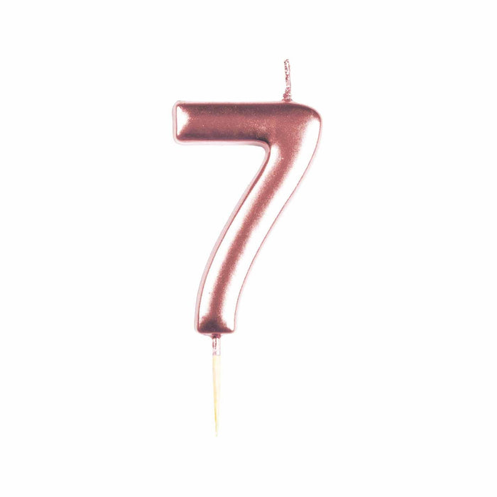 #7 Metallic Rose Gold Finish Numerical Candles 6 cm