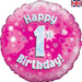 18'' Foil Happy 1st Birthday Pink