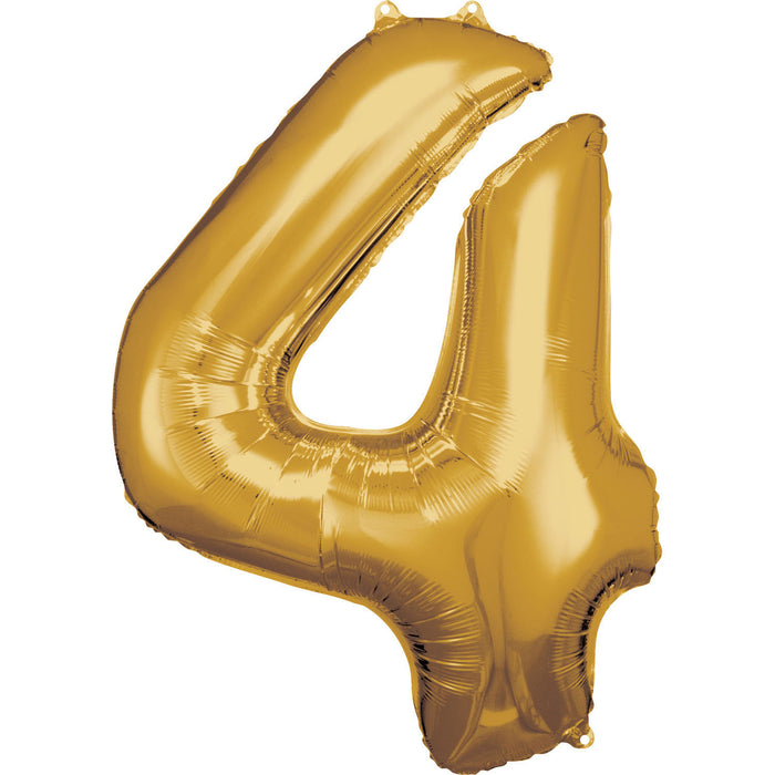 Gold Number 4 34" Foil Balloon