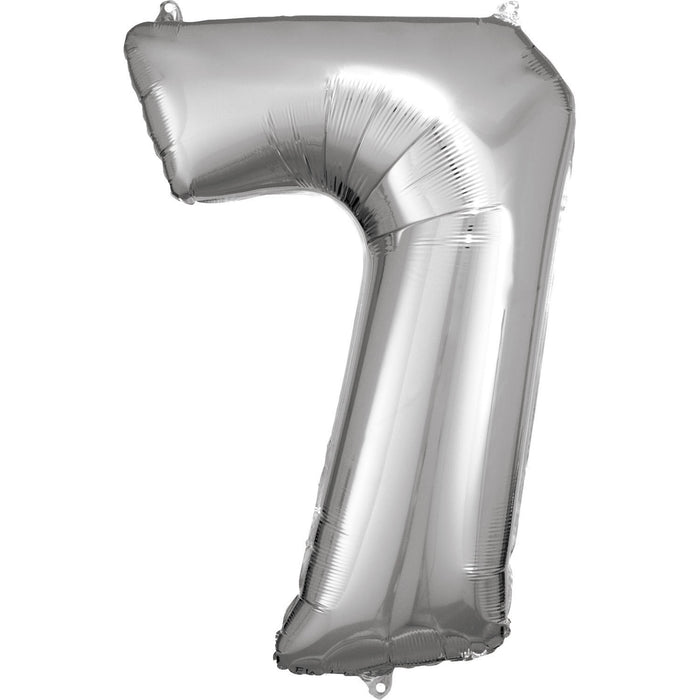 Silver Number 7 34" Foil Balloon