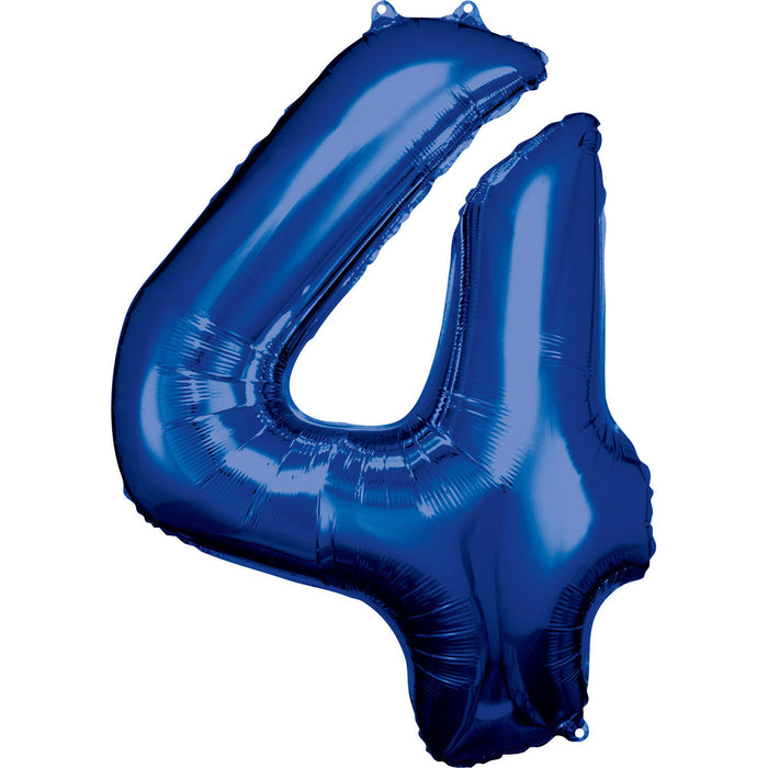 Blue Number 4 34" Foil Balloon