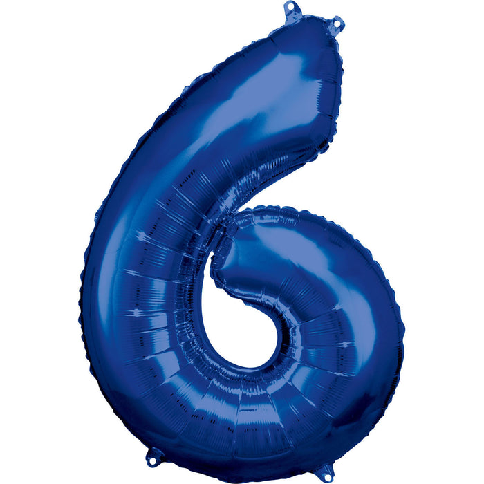 Blue Number 6 34" Foil Balloon