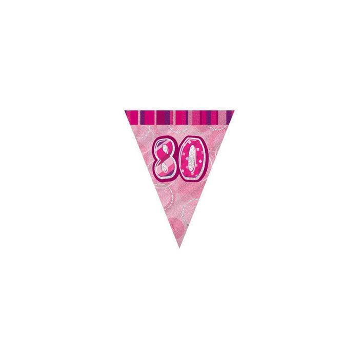 Glitz Pink 80 Flag Banner 12Ft