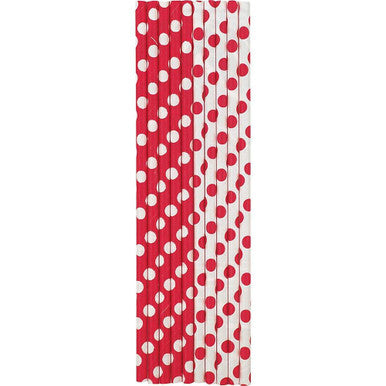 Red Polka Dot Paper Straws 10pk
