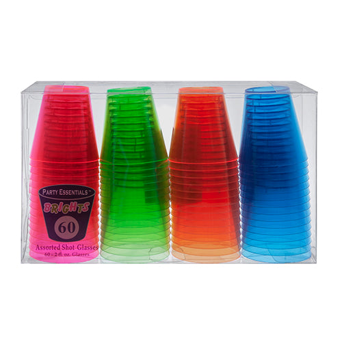 Assorted Neon 2oz Shot Glass 60pk