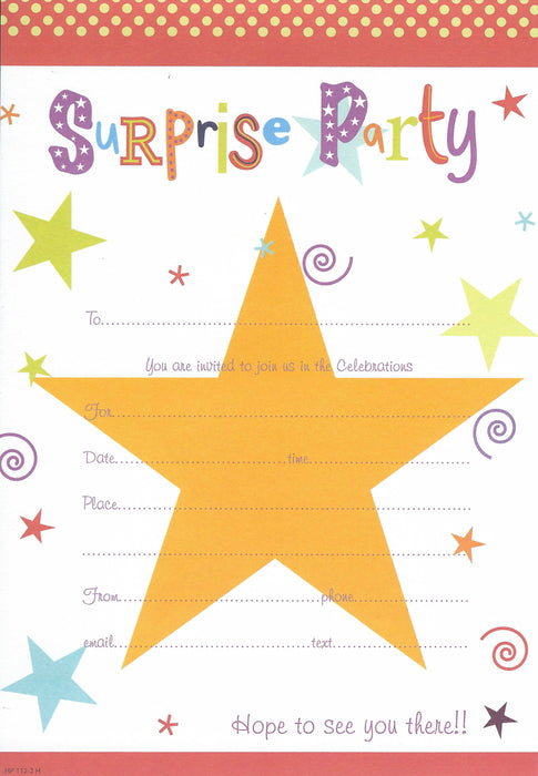 Surprise Party Invites 20pk