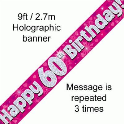 Foil Banner 60th Birthday Pink