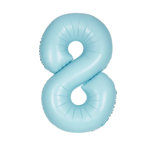 Matte Powder Blue Number 8 Shaped Foil Balloon 34''