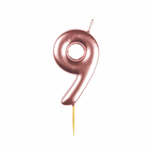 Amscan Candle #9 Metallic Rose Gold Finish Numerical Candles 6 cm