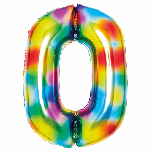 Amscan Foil Balloon Bright Rainbow Number 0 Foil Balloons 34"