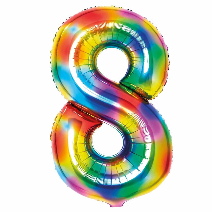 Amscan Foil Balloon Bright Rainbow Number 8 Foil Balloons 34"