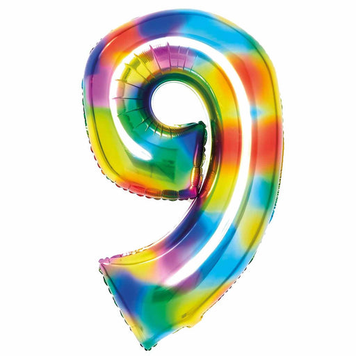 Amscan Foil Balloon Bright Rainbow Number 9 Foil Balloons 34"