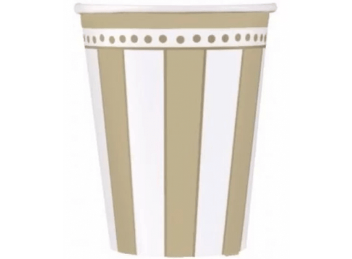 Amscan Cups Gold & White Stripes Paper Cups 8pk