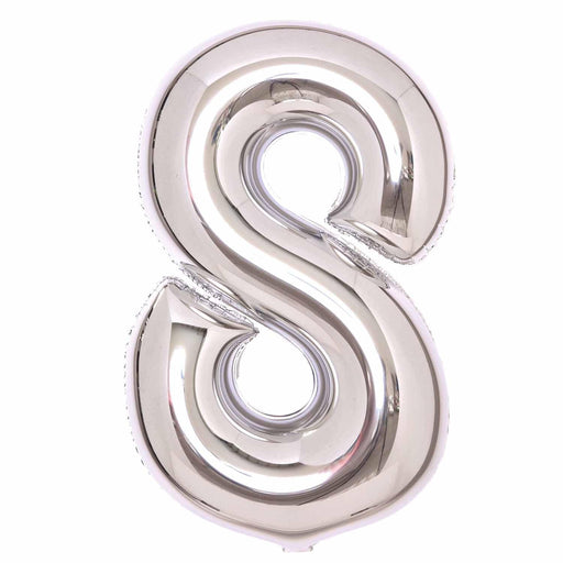 Amscan Foil Balloon Silver Number 8 Foil Balloons 34"