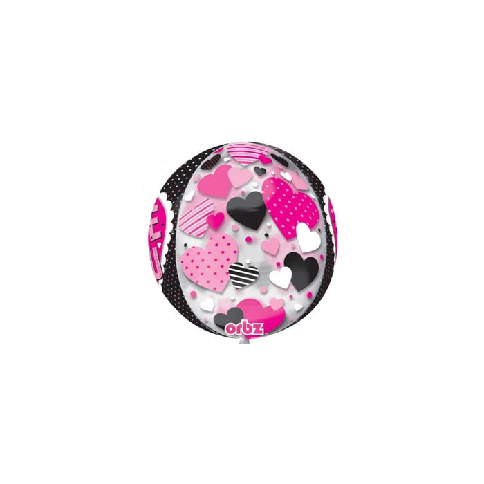Anagram 15'' Love You Pink & Black Orbz Foil Balloon