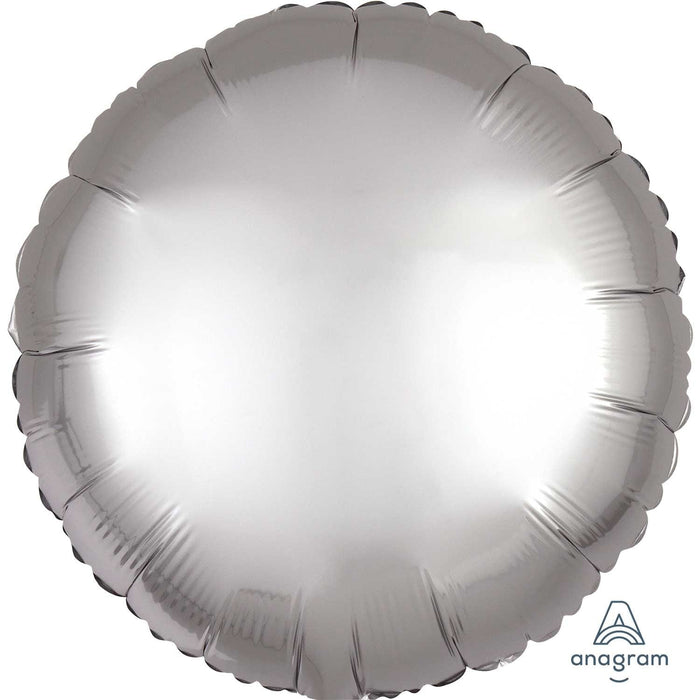 Anagram Foil Balloons Platinum Circle Satin Luxe Standard 17"