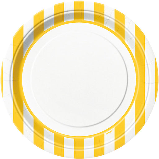 Sunflower Yellow Stripes Party Plates 8pk